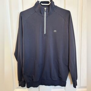 TravisMathew Men’s Medium Charcoal Grey 1/4 Zip Performance Golf Shirt | EUC